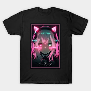 Anime Cat Girl Pink | Quality Anime Design | Chibi Cat Girl Miaw | Manga Anime Art T-Shirt